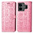 Custodia Portafoglio In Pelle Fantasia Modello Cover con Supporto S03D per Realme GT3 5G Rosa