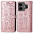 Custodia Portafoglio In Pelle Fantasia Modello Cover con Supporto S03D per Realme GT5 5G Oro Rosa