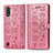 Custodia Portafoglio In Pelle Fantasia Modello Cover con Supporto S03D per Samsung Galaxy A01 SM-A015 Oro Rosa