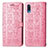 Custodia Portafoglio In Pelle Fantasia Modello Cover con Supporto S03D per Samsung Galaxy A02 Oro Rosa