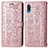 Custodia Portafoglio In Pelle Fantasia Modello Cover con Supporto S03D per Samsung Galaxy A02 Rosa