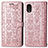 Custodia Portafoglio In Pelle Fantasia Modello Cover con Supporto S03D per Samsung Galaxy A03 Core Rosa