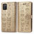 Custodia Portafoglio In Pelle Fantasia Modello Cover con Supporto S03D per Samsung Galaxy A03s Oro