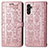 Custodia Portafoglio In Pelle Fantasia Modello Cover con Supporto S03D per Samsung Galaxy A04s Rosa