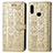 Custodia Portafoglio In Pelle Fantasia Modello Cover con Supporto S03D per Samsung Galaxy A10s Oro