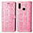 Custodia Portafoglio In Pelle Fantasia Modello Cover con Supporto S03D per Samsung Galaxy A10s Oro Rosa