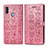 Custodia Portafoglio In Pelle Fantasia Modello Cover con Supporto S03D per Samsung Galaxy A11 Rosa