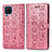 Custodia Portafoglio In Pelle Fantasia Modello Cover con Supporto S03D per Samsung Galaxy A12 5G Rosa