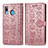 Custodia Portafoglio In Pelle Fantasia Modello Cover con Supporto S03D per Samsung Galaxy A20 Rosa