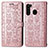 Custodia Portafoglio In Pelle Fantasia Modello Cover con Supporto S03D per Samsung Galaxy A21 Rosa