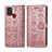 Custodia Portafoglio In Pelle Fantasia Modello Cover con Supporto S03D per Samsung Galaxy A21s Rosa