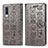 Custodia Portafoglio In Pelle Fantasia Modello Cover con Supporto S03D per Samsung Galaxy A30S Grigio