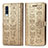 Custodia Portafoglio In Pelle Fantasia Modello Cover con Supporto S03D per Samsung Galaxy A30S Oro