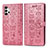 Custodia Portafoglio In Pelle Fantasia Modello Cover con Supporto S03D per Samsung Galaxy A32 5G Oro Rosa