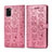 Custodia Portafoglio In Pelle Fantasia Modello Cover con Supporto S03D per Samsung Galaxy A41 Oro Rosa