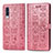 Custodia Portafoglio In Pelle Fantasia Modello Cover con Supporto S03D per Samsung Galaxy A50S Oro Rosa