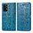Custodia Portafoglio In Pelle Fantasia Modello Cover con Supporto S03D per Samsung Galaxy A52 4G Blu