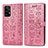 Custodia Portafoglio In Pelle Fantasia Modello Cover con Supporto S03D per Samsung Galaxy A52 4G Oro Rosa