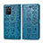Custodia Portafoglio In Pelle Fantasia Modello Cover con Supporto S03D per Samsung Galaxy A91 Blu