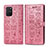 Custodia Portafoglio In Pelle Fantasia Modello Cover con Supporto S03D per Samsung Galaxy A91 Oro Rosa