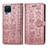 Custodia Portafoglio In Pelle Fantasia Modello Cover con Supporto S03D per Samsung Galaxy F12 Oro Rosa