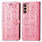 Custodia Portafoglio In Pelle Fantasia Modello Cover con Supporto S03D per Samsung Galaxy F13 4G Oro Rosa