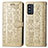 Custodia Portafoglio In Pelle Fantasia Modello Cover con Supporto S03D per Samsung Galaxy F52 5G Oro