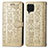 Custodia Portafoglio In Pelle Fantasia Modello Cover con Supporto S03D per Samsung Galaxy F62 5G Oro