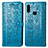 Custodia Portafoglio In Pelle Fantasia Modello Cover con Supporto S03D per Samsung Galaxy M01s Blu