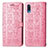 Custodia Portafoglio In Pelle Fantasia Modello Cover con Supporto S03D per Samsung Galaxy M02 Oro Rosa