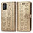 Custodia Portafoglio In Pelle Fantasia Modello Cover con Supporto S03D per Samsung Galaxy M02s Oro