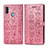 Custodia Portafoglio In Pelle Fantasia Modello Cover con Supporto S03D per Samsung Galaxy M11 Rosa