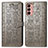 Custodia Portafoglio In Pelle Fantasia Modello Cover con Supporto S03D per Samsung Galaxy M13 4G Grigio