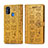 Custodia Portafoglio In Pelle Fantasia Modello Cover con Supporto S03D per Samsung Galaxy M21 Giallo