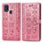 Custodia Portafoglio In Pelle Fantasia Modello Cover con Supporto S03D per Samsung Galaxy M31 Oro Rosa