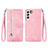 Custodia Portafoglio In Pelle Fantasia Modello Cover con Supporto S03D per Samsung Galaxy S22 Plus 5G Oro Rosa