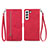 Custodia Portafoglio In Pelle Fantasia Modello Cover con Supporto S03D per Samsung Galaxy S22 Plus 5G Rosso