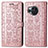 Custodia Portafoglio In Pelle Fantasia Modello Cover con Supporto S03D per Sharp Aquos R8 Oro Rosa