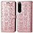 Custodia Portafoglio In Pelle Fantasia Modello Cover con Supporto S03D per Sony Xperia 1 IV Oro Rosa