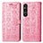 Custodia Portafoglio In Pelle Fantasia Modello Cover con Supporto S03D per Sony Xperia 1 V Rosa