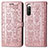 Custodia Portafoglio In Pelle Fantasia Modello Cover con Supporto S03D per Sony Xperia 10 V Oro Rosa