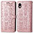 Custodia Portafoglio In Pelle Fantasia Modello Cover con Supporto S03D per Sony Xperia Ace III SO-53C Oro Rosa