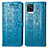 Custodia Portafoglio In Pelle Fantasia Modello Cover con Supporto S03D per Vivo V20 Blu