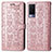 Custodia Portafoglio In Pelle Fantasia Modello Cover con Supporto S03D per Vivo V21e 5G Oro Rosa