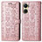 Custodia Portafoglio In Pelle Fantasia Modello Cover con Supporto S03D per Vivo Y02S Oro Rosa