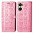 Custodia Portafoglio In Pelle Fantasia Modello Cover con Supporto S03D per Vivo Y02S Rosa