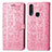 Custodia Portafoglio In Pelle Fantasia Modello Cover con Supporto S03D per Vivo Y12 Rosa