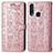 Custodia Portafoglio In Pelle Fantasia Modello Cover con Supporto S03D per Vivo Y15 Oro Rosa