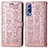 Custodia Portafoglio In Pelle Fantasia Modello Cover con Supporto S03D per Vivo Y52 5G Oro Rosa