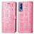 Custodia Portafoglio In Pelle Fantasia Modello Cover con Supporto S03D per Vivo Y52 5G Rosa